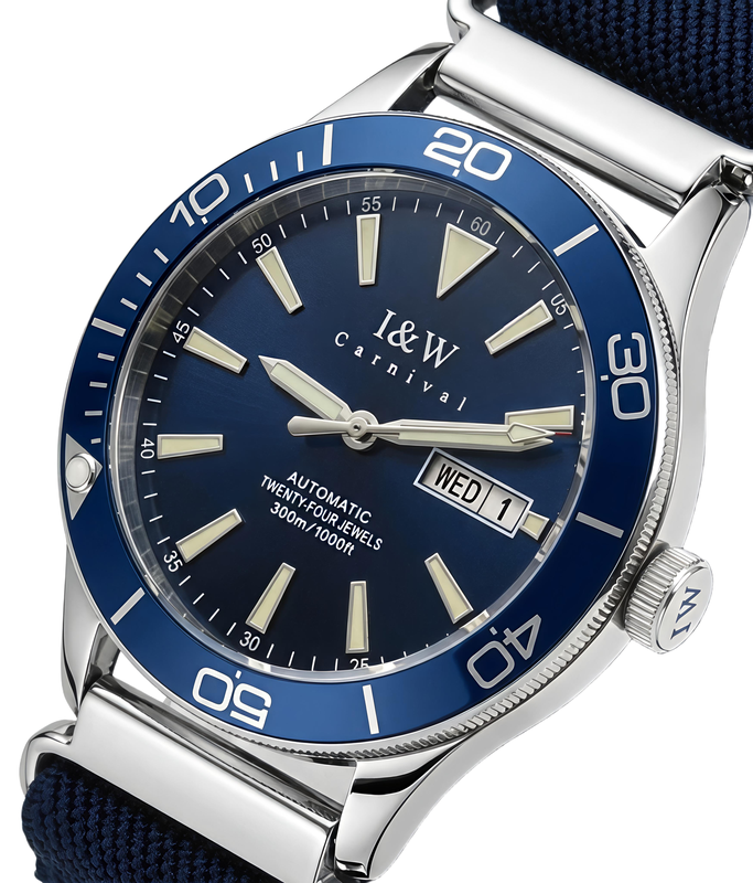 Чоловічий механічний годинник Carnival BlueMarine Nylon Strap 10 Bar
