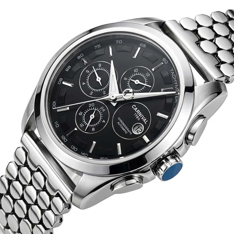 Чоловічий механічний годинник Carnival Genius Silver Honey