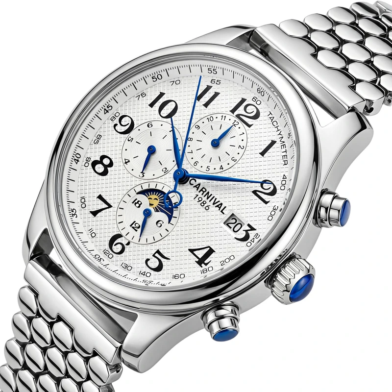 Чоловічий механічний годинник Carnival Masters Silver Honey