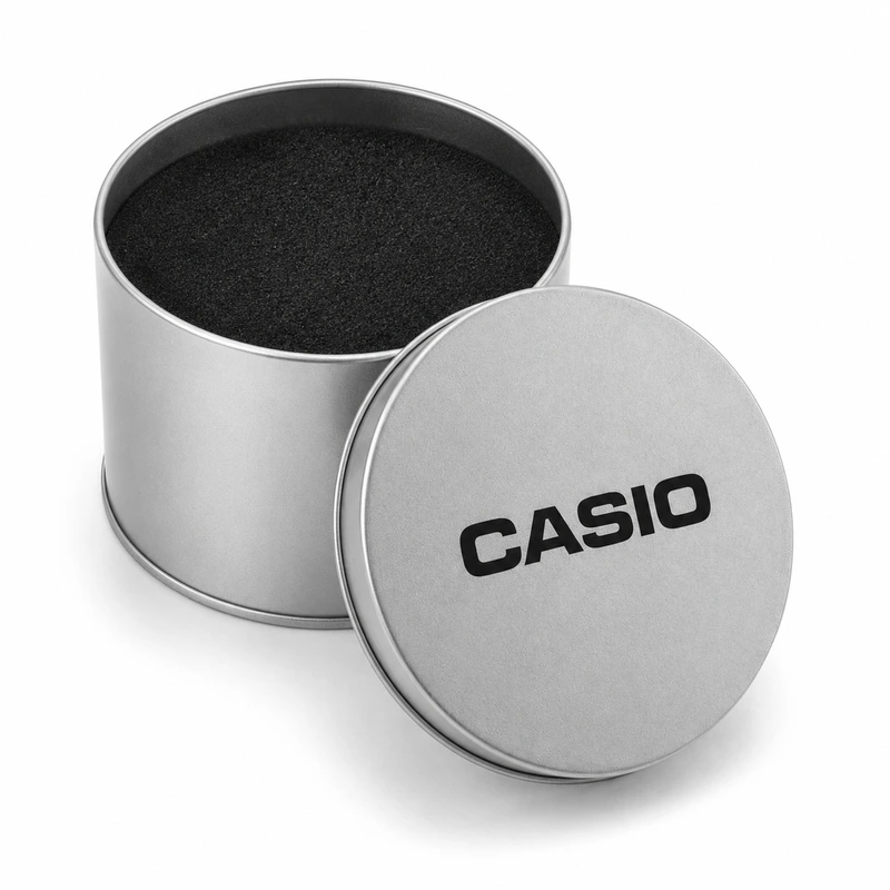 Коробочка металева кругла Casio Silver для наручних годинників Касіо срібляста — Nobrand