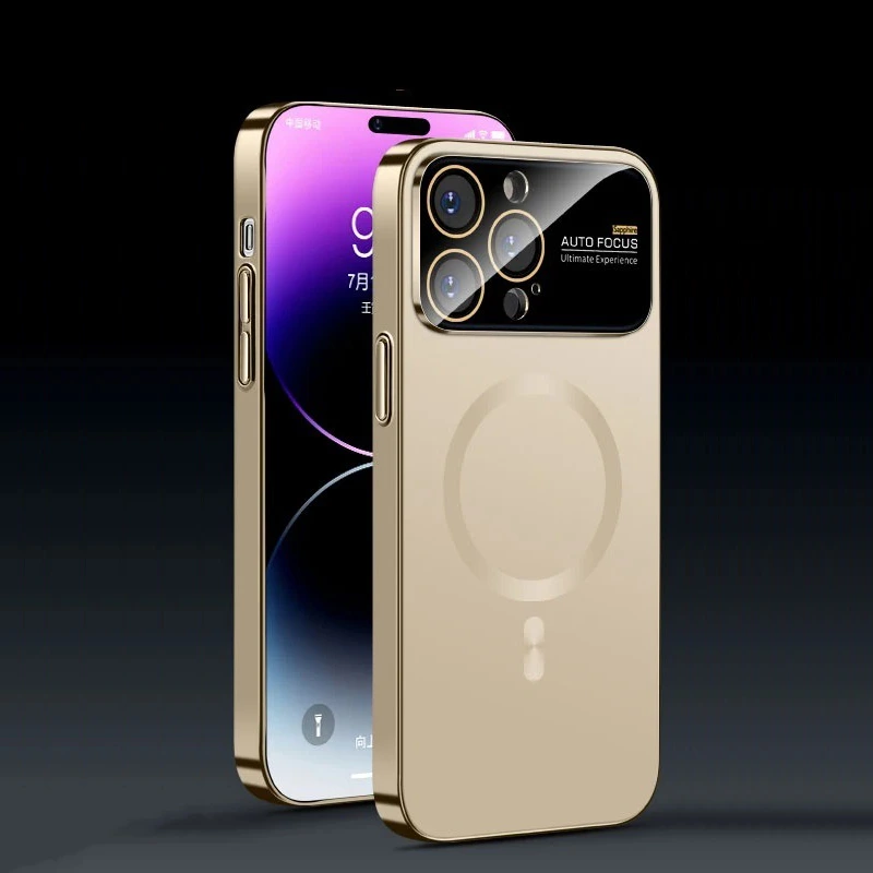 Чохол накладка Glass Slim Case with Magsafe для iPhone 15 Pro Max- golden