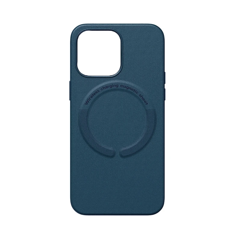Чохол накладка Leather with MagSafe iPhone 14 Pro- indigo blue