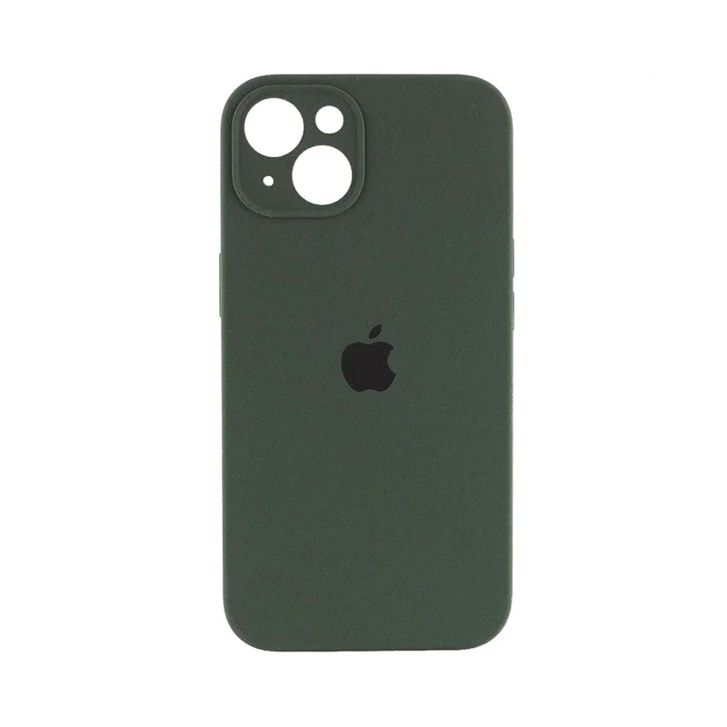 Чохол накладка Silicone Case Full Camera Protection для iPhone 15 Plus- dark green