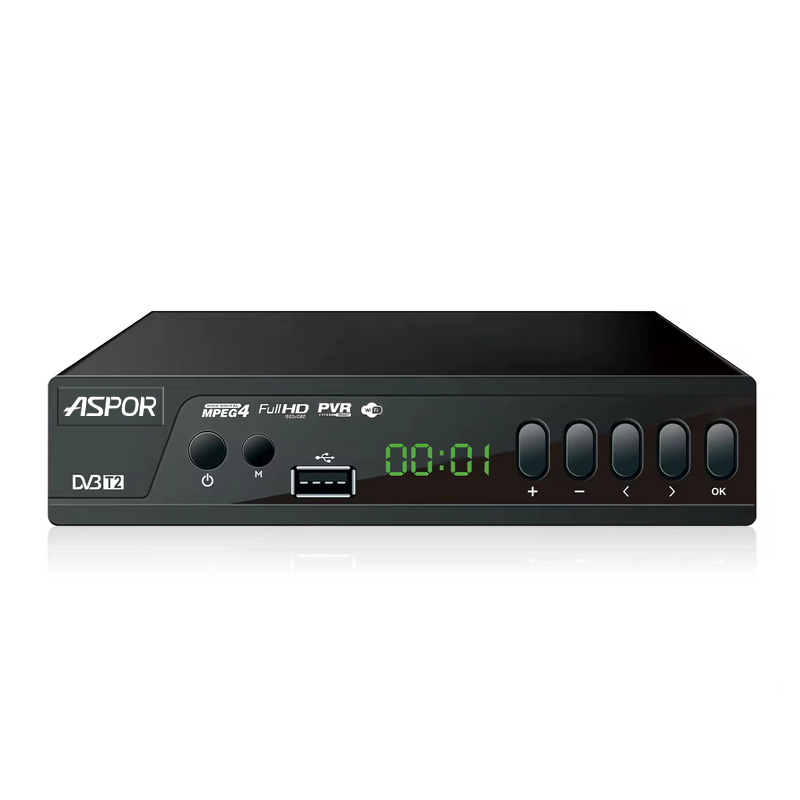 Цифровий телевізійний приймач Aspor A603 (DVB-T2)- чорний — Nobrand