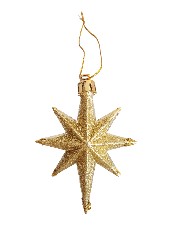 Прикраса-підвіска пластикова "Зірки" 9 см, комплект 4 шт, золоті
