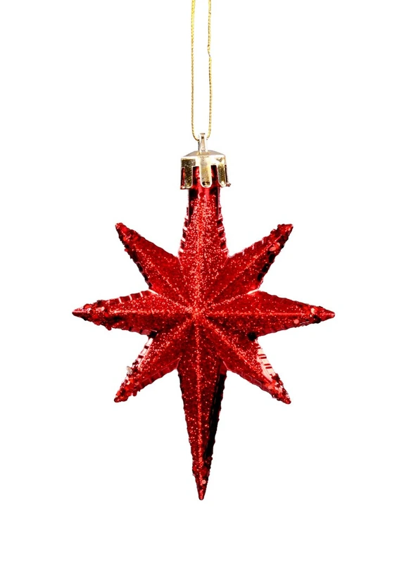 Прикраса-підвіска пластикова "Зірки" 9 см, комплект 4 шт, червоні