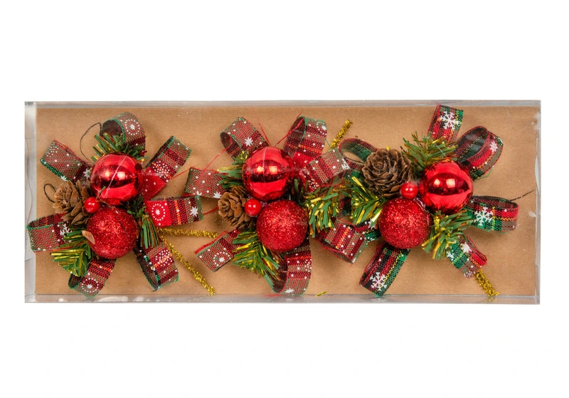 Прикраса декоративна Кульки Chomik з шишкою 11 см, комплект 3шт, червоні