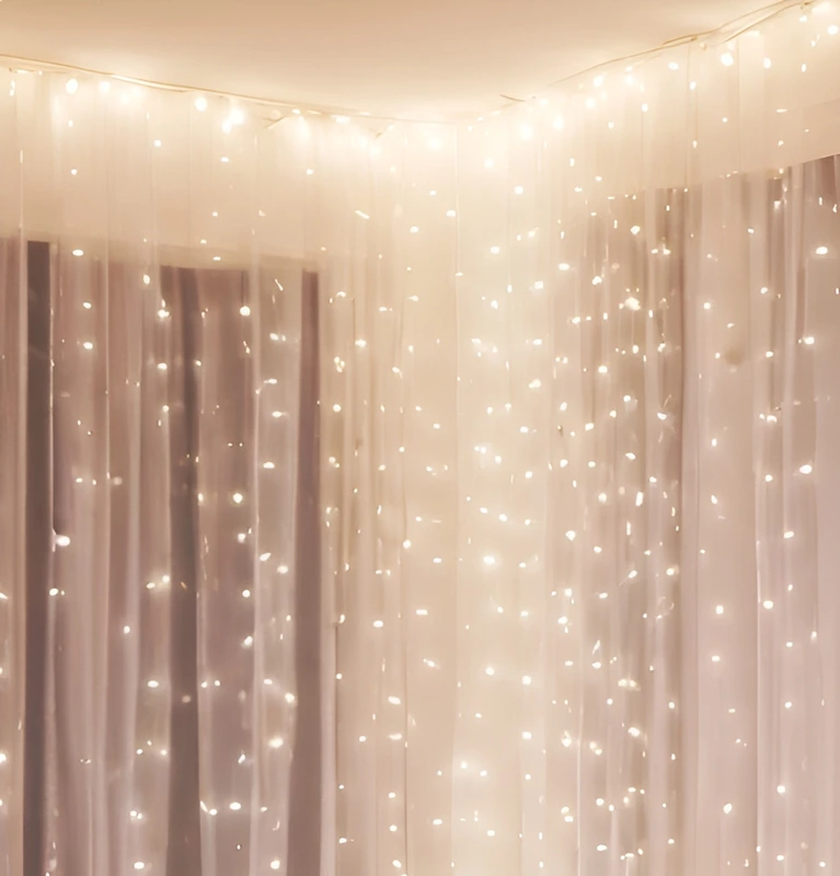 Гірлянда електрична Chomik "Штора", 150 LED теплий білий, 3x1,5м, USB, з пультом, від мережі