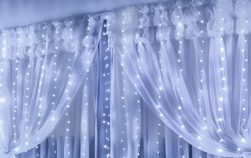 Гірлянда електрична Chomik "Штора", 150 LED, холодний білий, 3x1,5м, USB, з пультом, від мережі