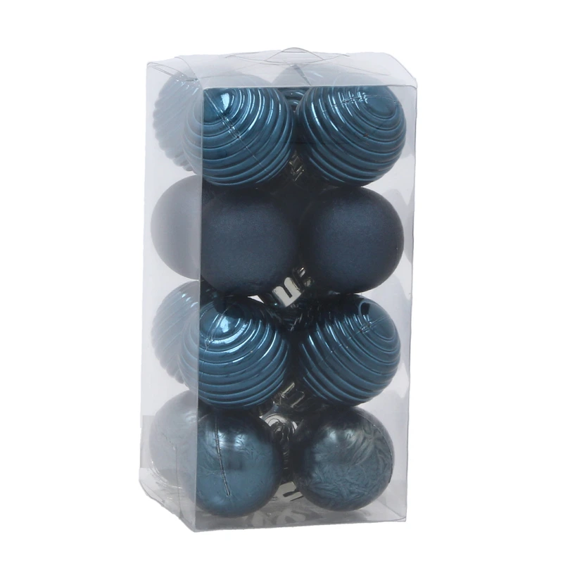 Ялинкові пластикові кульки Chomik компл. 16шт, Ø 3 см, сині