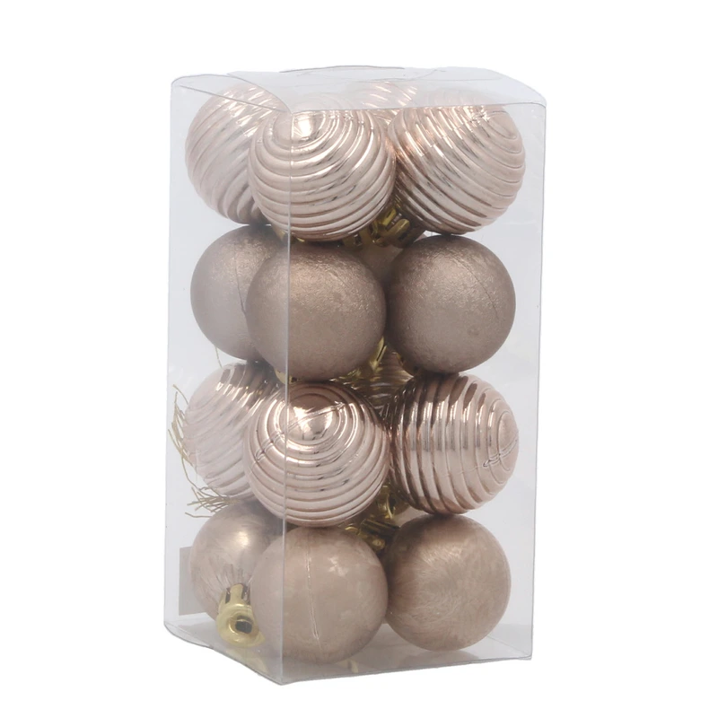 Ялинкові пластикові кульки Chomik компл. 16шт, Ø 3 см, шампань