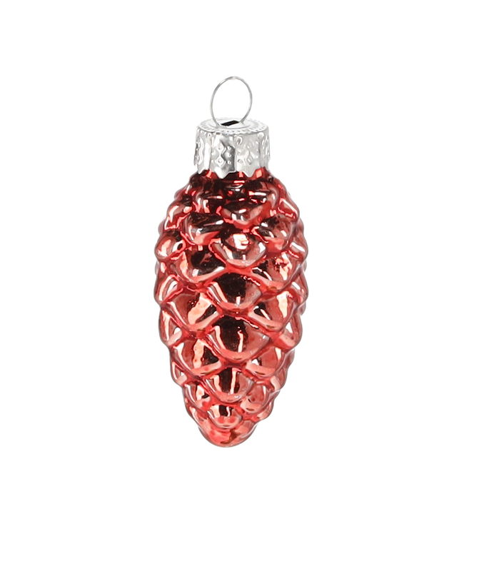 Ялинкові скляні прикраси Chomik Шишки комплект 16 шт, 3х6 см, червоні