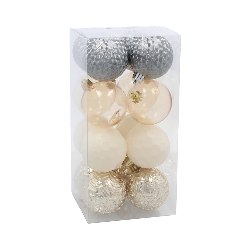 Ялинкові пластикові кульки Chomik комплект 16шт, Ø 6см, мікс кольорів