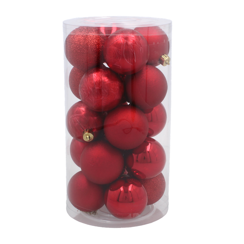 Ялинкові пластикові кульки Chomik комплект 20шт, Ø 5см, червоні