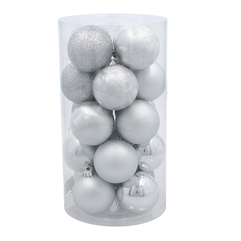 Ялинкові пластикові кульки Chomik комплект 20шт, Ø 5см, сріблясті
