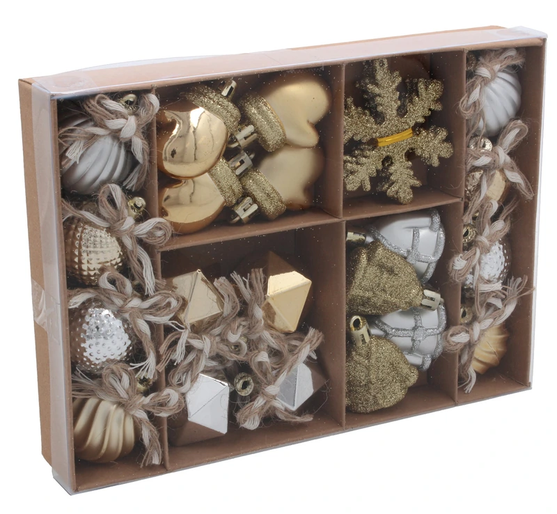 Ялинкові пластикові прикраси Chomik мікс, компл. 24 шт, срібний, шампань