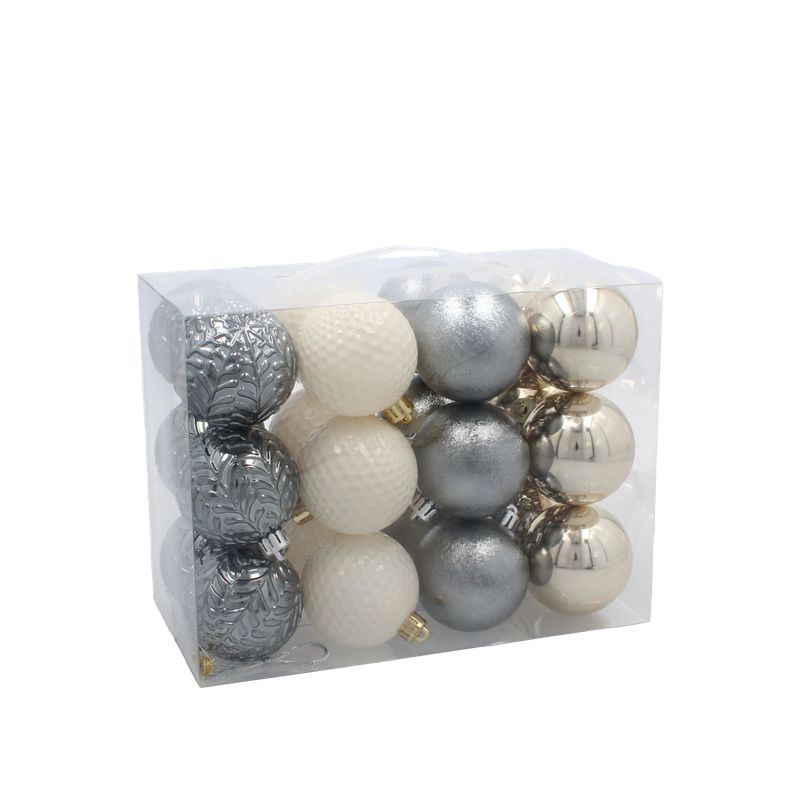 Ялинкові пластикові кульки Chomik комплект 24шт, Ø 6см, мікс кольорів