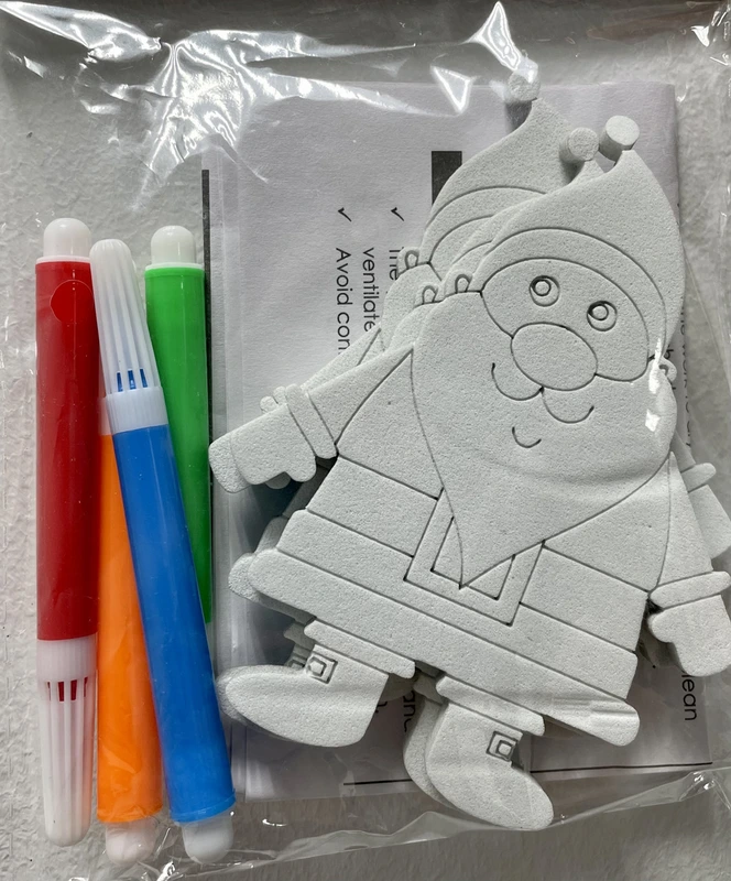 Прикраси для розфарбовування "Санта" Chomik, комплект 3 шт, 10 см та фломастери 4 шт