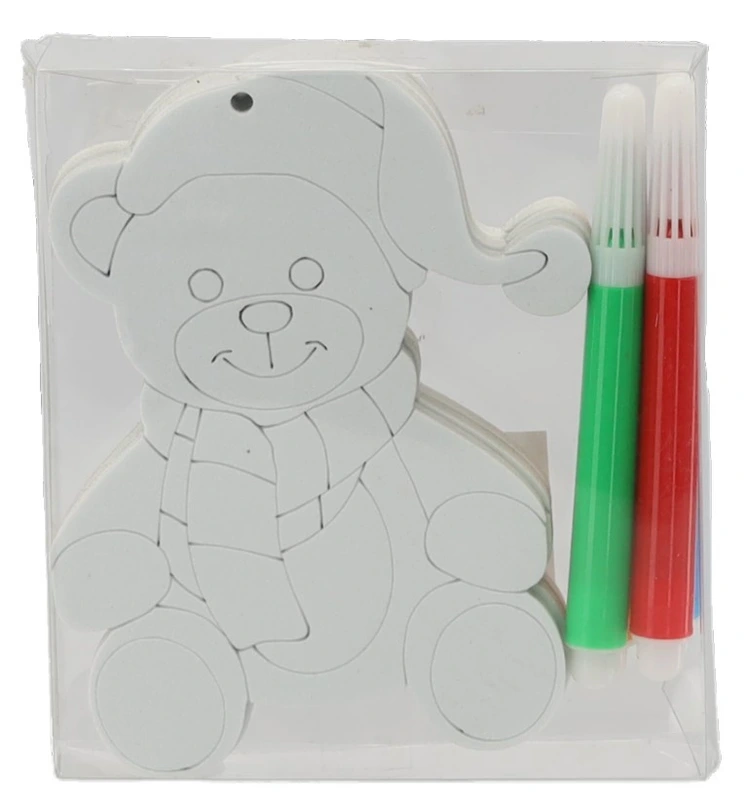 Комплект прикрас для розфарбовування Chomik Ведмідь 3 шт 10см та фломастери 4 шт