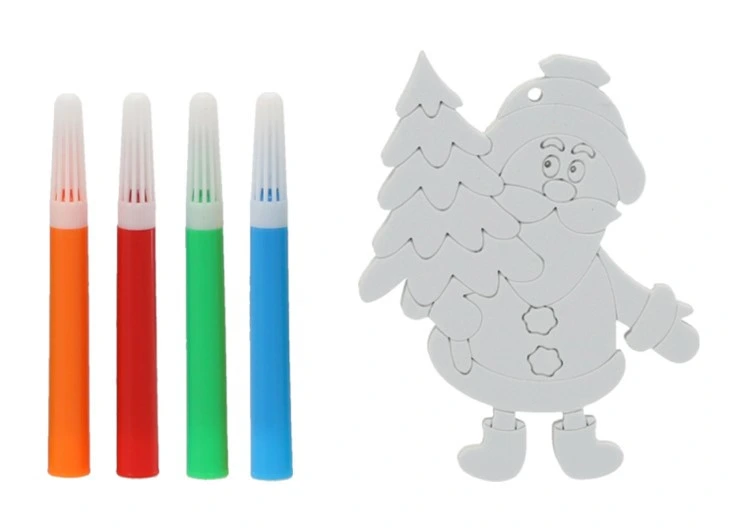 Комплект прикрас для розфарбовування Chomik Санта з ялинкою 3 шт 10см та фломастери 4 шт