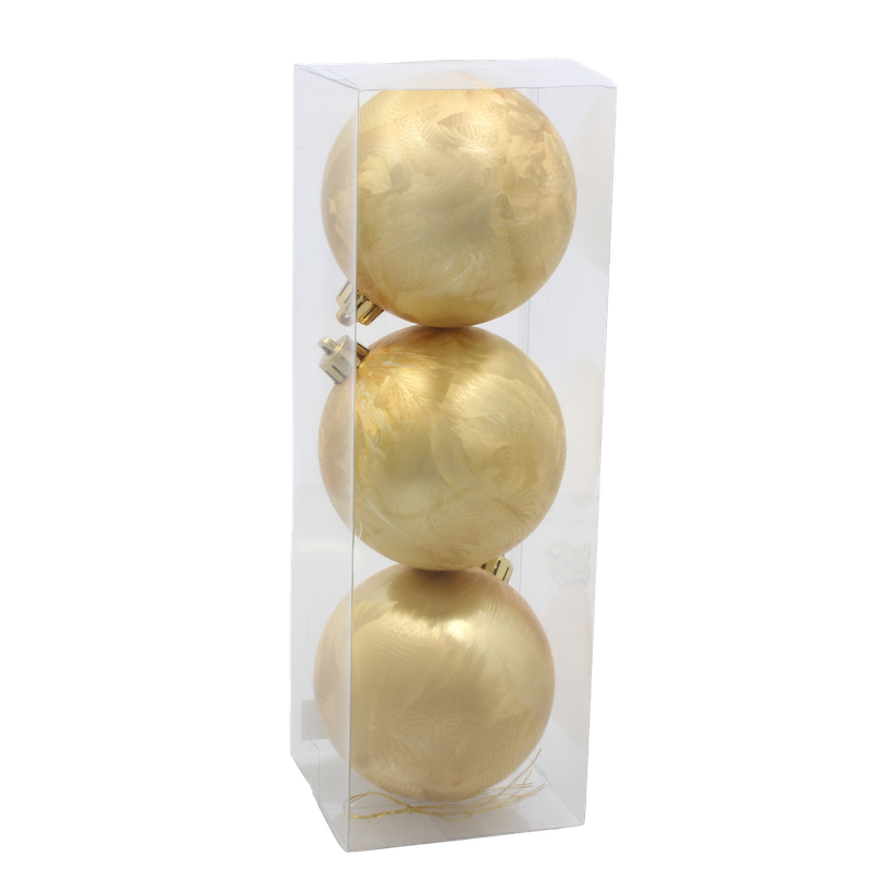 Ялинкові пластикові кульки Chomik комплект 3шт, Ø 8см, золотисті