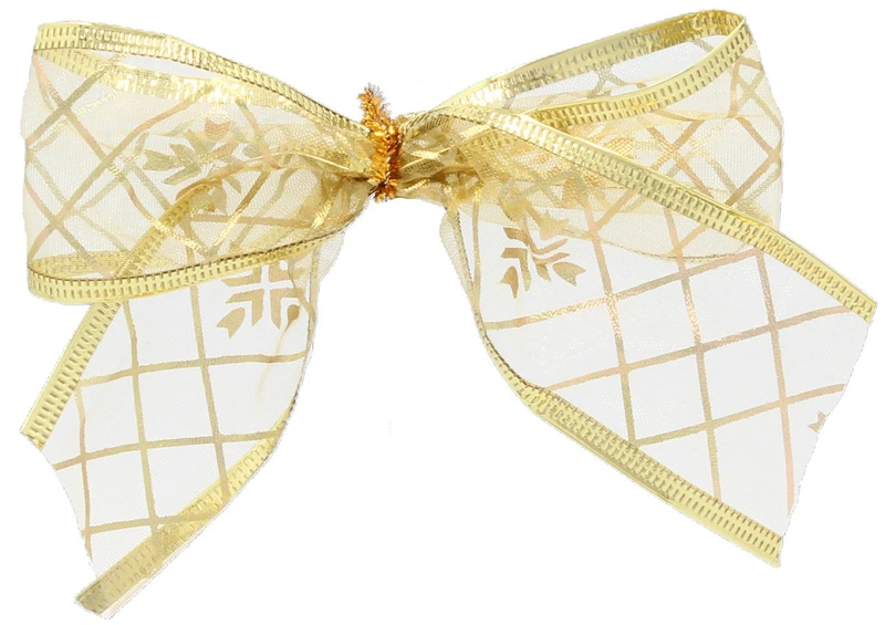 Бант декоративний органза Chomik, комплект 4 шт, 10 х 10 см, золотистий