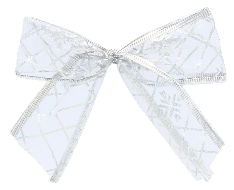 Бант декоративний органза Chomik, комплект 4 шт, 10 х 10 см, срібний