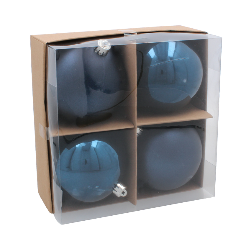 Ялинкові пластикові кульки Chomik комплект 4шт, Ø 10см, сині