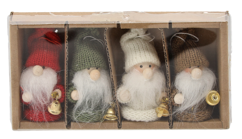 Підвіска новорічна "Гном" Chomik комплект 4 шт, 8 см, мікс кольорів