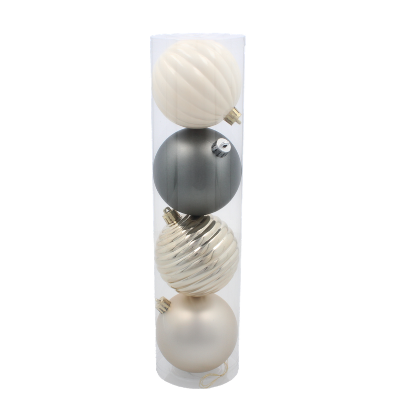 Ялинкові пластикові кульки Chomik комплект 4 шт, Ø 8 см, мікс кольорів