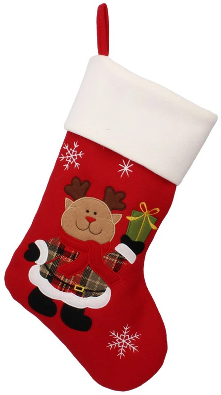 Шкарпетка новорічна декоративна Chomik 45 см, червона, Сніговик