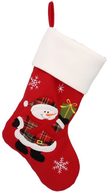 Шкарпетка новорічна декоративна Chomik 45 см, червона, Сніговик