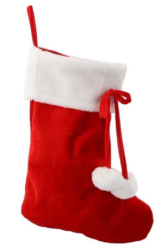 Шкарпетка новорічна декоративна Chomik 46 см, червона з білим
