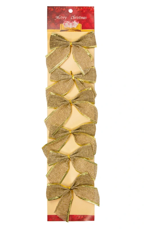 Бант декоративний текстильний Chomik, комплект 6 шт, 10 см, золотистий