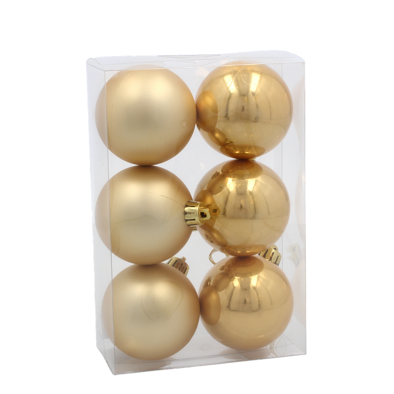 Ялинкові пластикові кульки Chomik комплект 6шт, Ø6 см, золотисті — Chomik