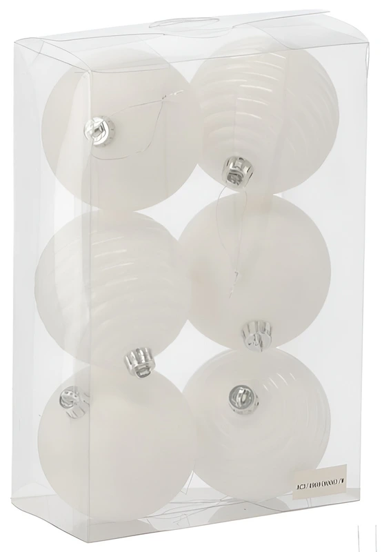 Ялинкові пластикові кульки Chomik компл. 6шт, Ø 8см, молочні