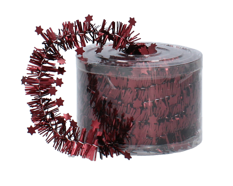 Мішура декоративна із зірками Chomik 7 м, бордова — Chomik