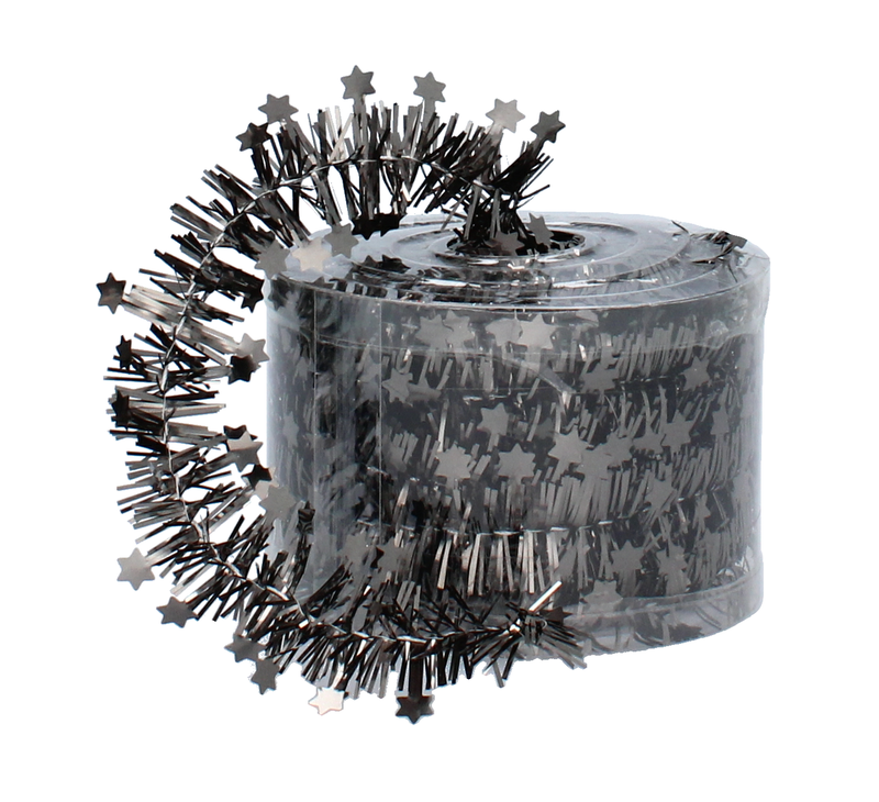 Мішура декоративна із зірками Chomik 7 м, графітова