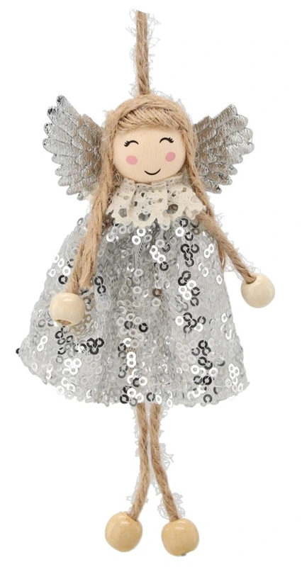 Прикраса-підвіска Chomik "Фея" блискітки 7,5х16 см, срібляста