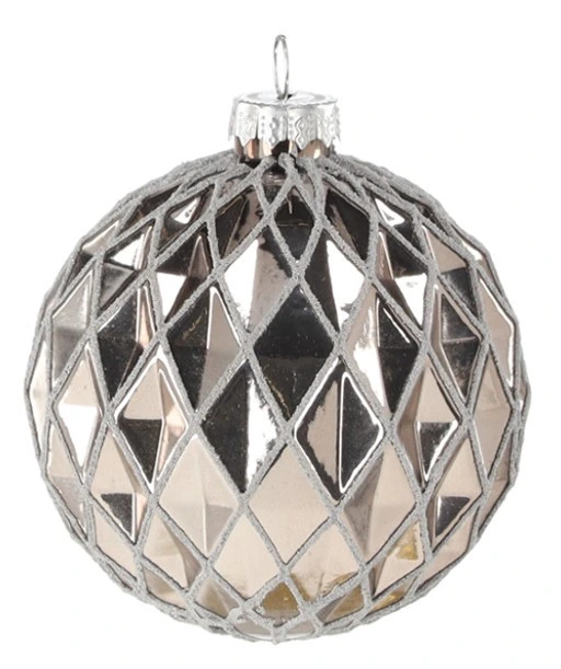 Ялинкова скляна кулька Chomik дзеркальна 8 см, рельєф ромб
