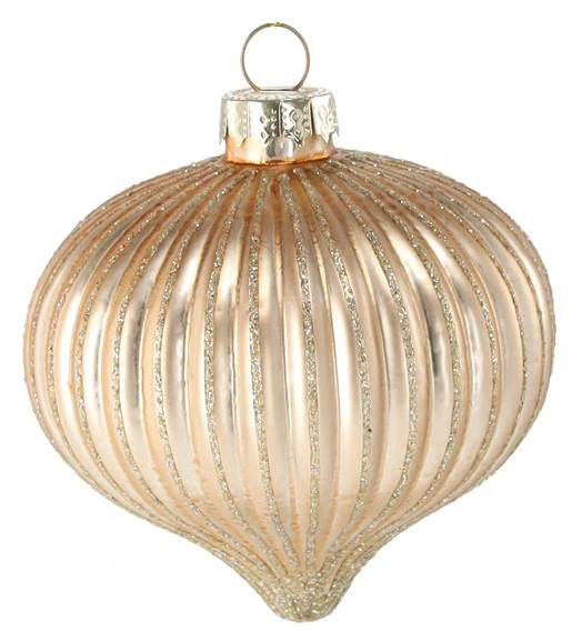 Ялинкова скляна прикраса Chomik шампань рельєфна 8 см, дзиґа