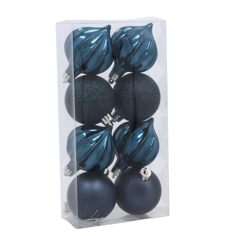 Ялинкові пластикові кульки Chomik комплект 8шт, Ø 6см, сині