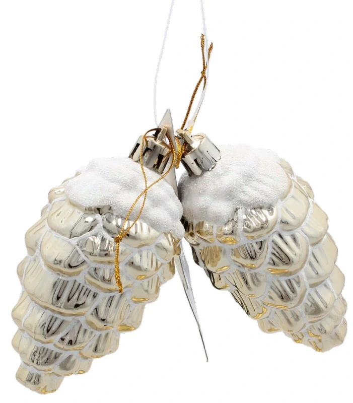 Прикраса-підвіска пластикова Chomik "Шишки" 9 см, комплект 2 шт, золоті