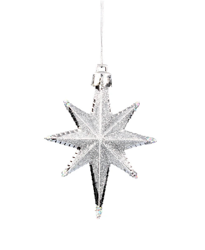 Прикраса-підвіска пластикова Chomik "Зірки" 9 см, комплект 4 шт, сріблясті