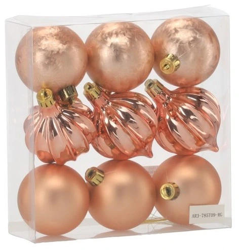 Ялинкові пластикові кульки Chomik компл. 9шт, Ø 6см, рожеві