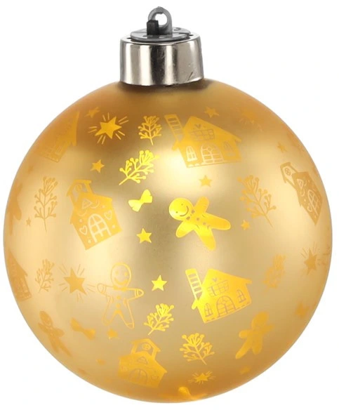 Ялинкова скляна кулька Chomik золотиста з LED підсвіткою 10 см, будинок