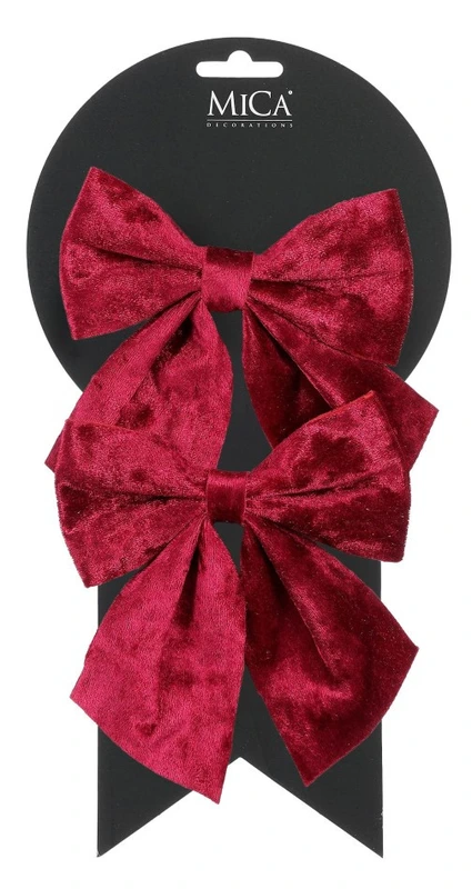 Бант декоративний червоний велюр Mica Decorations 13 см, 2 шт