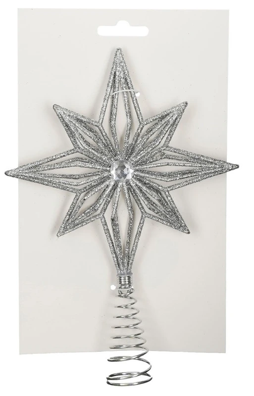 Ялинкова пластик верхівка Mica Decorations Зірка 20 см, пастель, срібляста