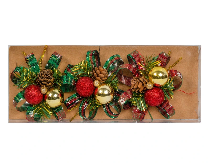 Прикраса декоративна Кульки Chomik з шишкою 11 см, комплект 3шт, мікс кольорів