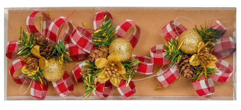 Прикраса декоративна Кульки Chomik з шишкою 11 см, комплект 3шт, золоті — Chomik